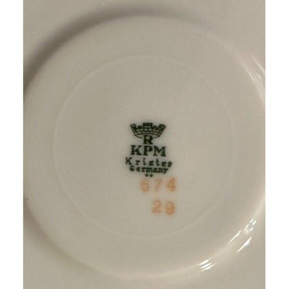 Lot of 8 KPM Krister Germany Porcelain Saucer Plate Yellow Rose Gold Rim 5 3/4" - Picture 4 of 4